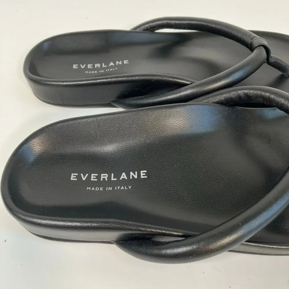 Everlane The Form Thong Sandals Black Italian Nappa Leather Womens Sz 6 NWOT - Picture 10 of 15